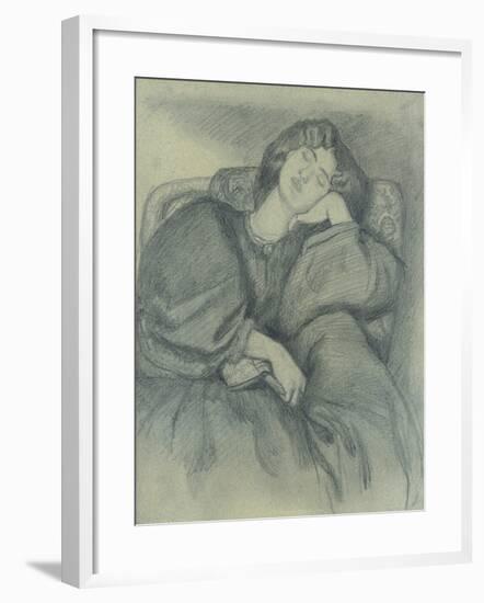 Study of Jane Morris Asleep in an Upholstered Armchair-Dante Gabriel Charles Rossetti-Framed Giclee Print