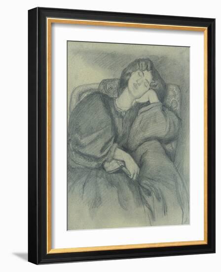 Study of Jane Morris Asleep in an Upholstered Armchair-Dante Gabriel Charles Rossetti-Framed Giclee Print