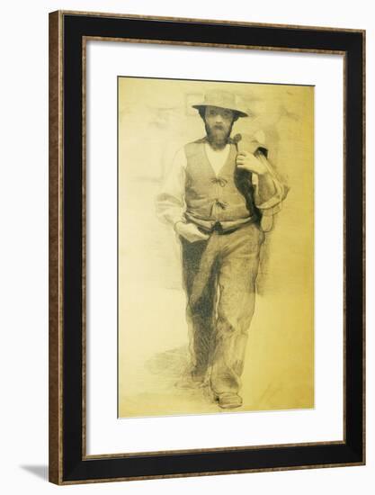 Study of Male Figure, 1895-Giuseppe Pellizza da Volpedo-Framed Giclee Print