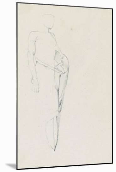 Study of Male with a Shield (Recto) and Female Torso-Edward Burne-Jones-Mounted Giclee Print