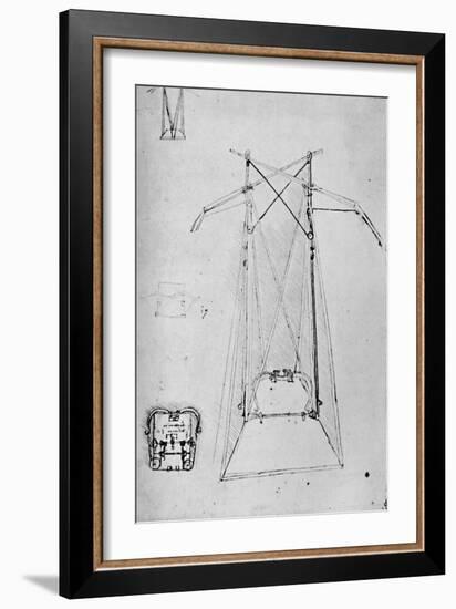 'Study of Motive Apparatus of Flying Machine with Ground Plan of Mechanism of Base', 1928-Leonardo Da Vinci-Framed Giclee Print