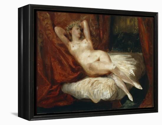 Study of Naked Woman Lying on a Couch Said the Woman with White Stockings - Oil on Canvas, 19Th Cen-Ferdinand Victor Eugene Delacroix-Framed Premier Image Canvas