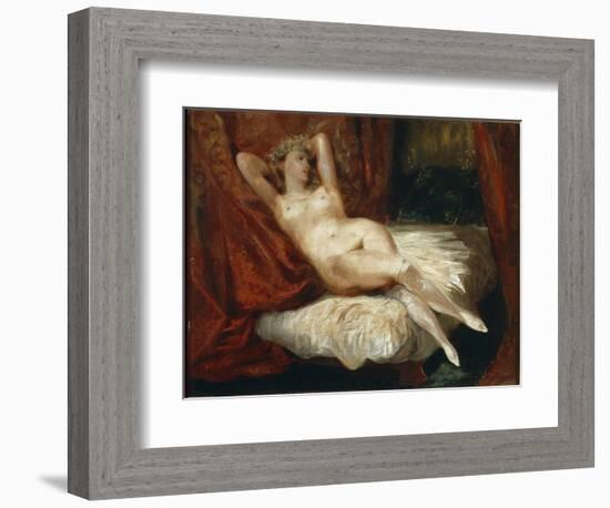 Study of Naked Woman Lying on a Couch Said the Woman with White Stockings - Oil on Canvas, 19Th Cen-Ferdinand Victor Eugene Delacroix-Framed Giclee Print