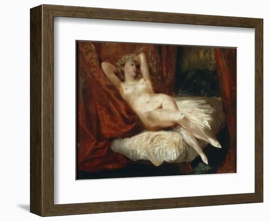 Study of Naked Woman Lying on a Couch Said the Woman with White Stockings - Oil on Canvas, 19Th Cen-Ferdinand Victor Eugene Delacroix-Framed Giclee Print