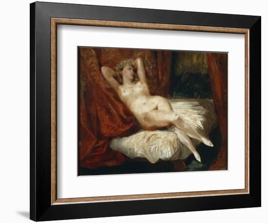 Study of Naked Woman Lying on a Couch Said the Woman with White Stockings - Oil on Canvas, 19Th Cen-Ferdinand Victor Eugene Delacroix-Framed Giclee Print