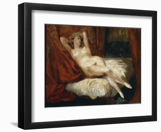 Study of Naked Woman Lying on a Couch Said the Woman with White Stockings - Oil on Canvas, 19Th Cen-Ferdinand Victor Eugene Delacroix-Framed Giclee Print