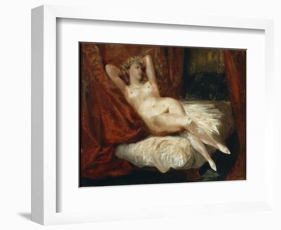 Study of Naked Woman Lying on a Couch Said the Woman with White Stockings - Oil on Canvas, 19Th Cen-Ferdinand Victor Eugene Delacroix-Framed Giclee Print