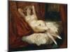 Study of Naked Woman Lying on a Couch Said the Woman with White Stockings - Oil on Canvas, 19Th Cen-Ferdinand Victor Eugene Delacroix-Mounted Giclee Print