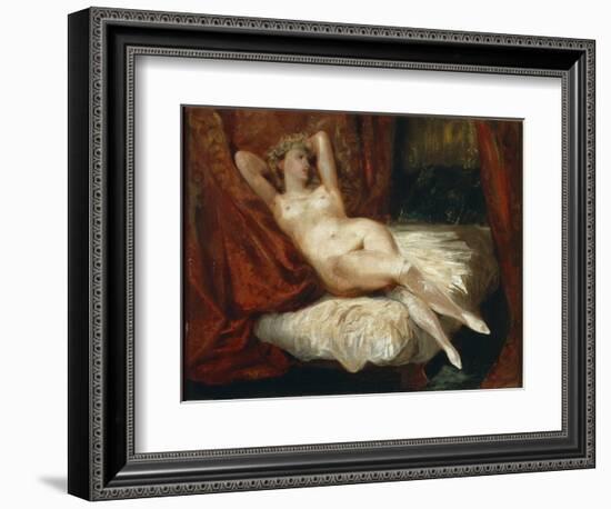 Study of Naked Woman Lying on a Couch Said the Woman with White Stockings - Oil on Canvas, 19Th Cen-Ferdinand Victor Eugene Delacroix-Framed Giclee Print