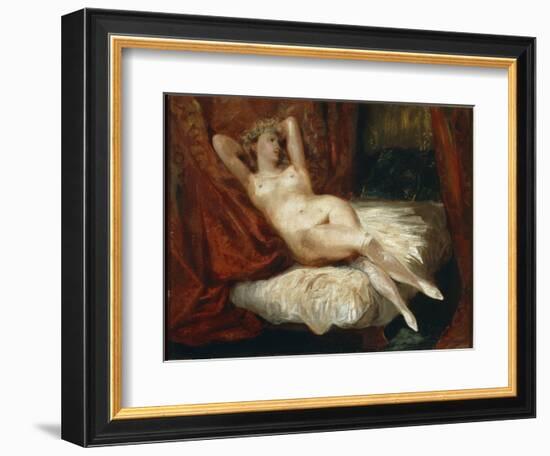 Study of Naked Woman Lying on a Couch Said the Woman with White Stockings - Oil on Canvas, 19Th Cen-Ferdinand Victor Eugene Delacroix-Framed Giclee Print