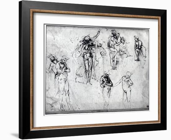 Study of Nude Men-Leonardo da Vinci-Framed Giclee Print