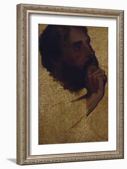 Study of Old Man's Head for Jesus Among the Doctors; Etude De Tete De Vieillard Pour Jesus Au…-Jean-Auguste-Dominique Ingres-Framed Giclee Print