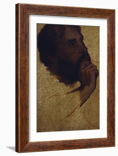 Study of Old Man's Head for Jesus Among the Doctors; Etude De Tete De Vieillard Pour Jesus Au…-Jean-Auguste-Dominique Ingres-Framed Giclee Print