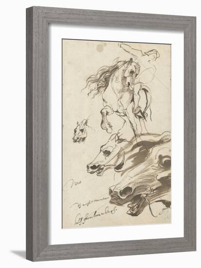 Study of Rider and Head of a Horse, 1620-1-Sir Anthony Van Dyck-Framed Giclee Print