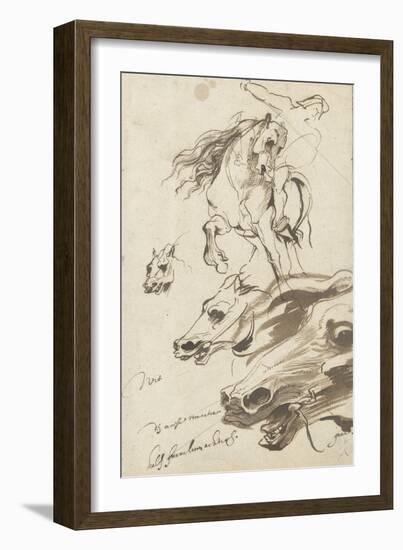 Study of Rider and Head of a Horse, 1620-1-Sir Anthony Van Dyck-Framed Giclee Print