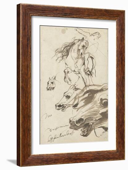 Study of Rider and Head of a Horse, 1620-1-Sir Anthony Van Dyck-Framed Giclee Print