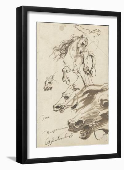 Study of Rider and Head of a Horse, 1620-1-Sir Anthony Van Dyck-Framed Giclee Print