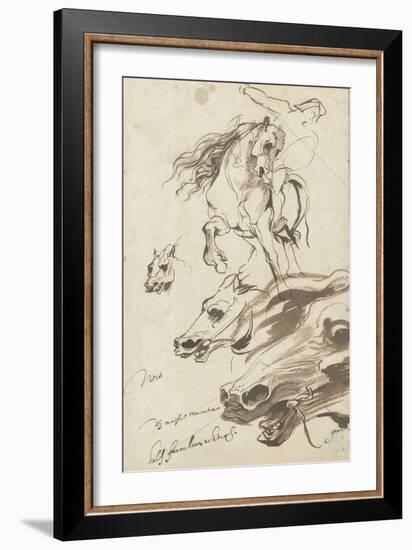 Study of Rider and Head of a Horse, 1620-1-Sir Anthony Van Dyck-Framed Giclee Print