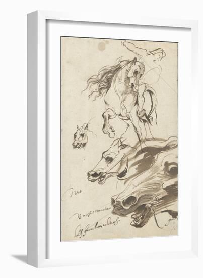 Study of Rider and Head of a Horse, 1620-1-Sir Anthony Van Dyck-Framed Giclee Print