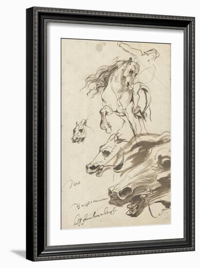 Study of Rider and Head of a Horse, 1620-1-Sir Anthony Van Dyck-Framed Giclee Print