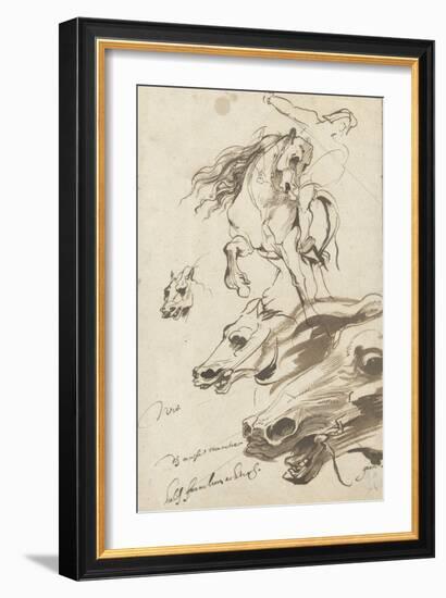 Study of Rider and Head of a Horse, 1620-1-Sir Anthony Van Dyck-Framed Giclee Print