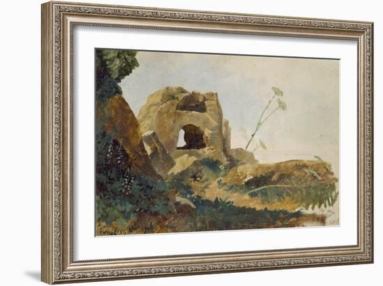 Study of Rocks and Foliage, Agrigento (Girgenti), Sicily, 1847-Edward Lear-Framed Giclee Print