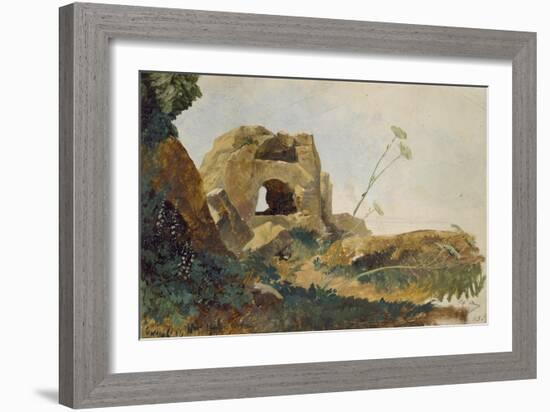 Study of Rocks and Foliage, Agrigento (Girgenti), Sicily, 1847-Edward Lear-Framed Giclee Print
