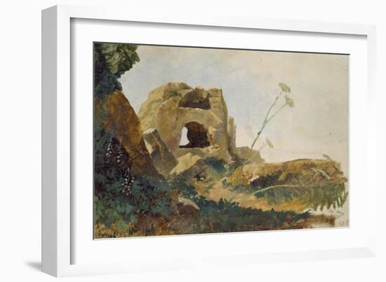 Study of Rocks and Foliage, Agrigento (Girgenti), Sicily, 1847-Edward Lear-Framed Giclee Print