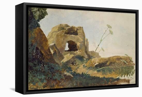 Study of Rocks and Foliage, Agrigento (Girgenti), Sicily, 1847-Edward Lear-Framed Premier Image Canvas