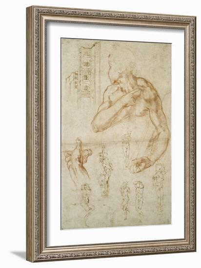 Study of the Assisting Figure of the Libyan Sibyl, C.1512-Michelangelo Buonarroti-Framed Giclee Print