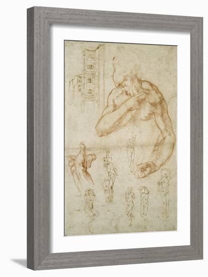 Study of the Assisting Figure of the Libyan Sibyl, C.1512-Michelangelo Buonarroti-Framed Giclee Print