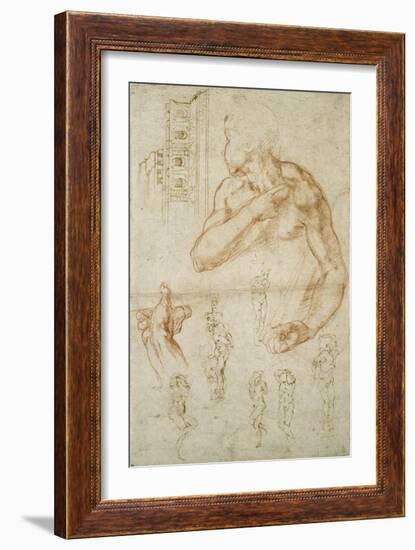 Study of the Assisting Figure of the Libyan Sibyl, C.1512-Michelangelo Buonarroti-Framed Giclee Print