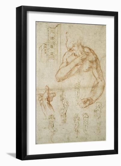 Study of the Assisting Figure of the Libyan Sibyl, C.1512-Michelangelo Buonarroti-Framed Giclee Print