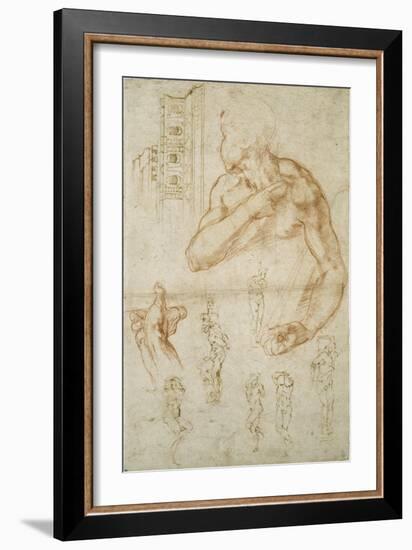 Study of the Assisting Figure of the Libyan Sibyl, C.1512-Michelangelo Buonarroti-Framed Giclee Print