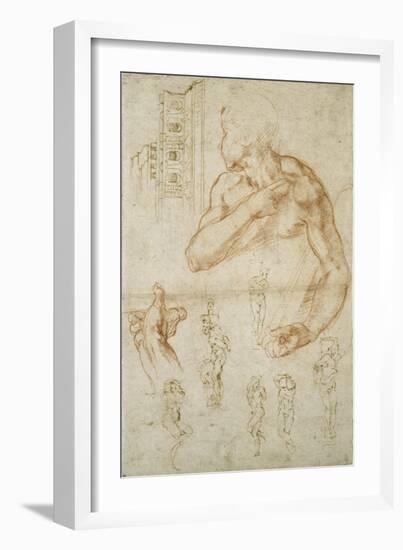 Study of the Assisting Figure of the Libyan Sibyl, C.1512-Michelangelo Buonarroti-Framed Giclee Print