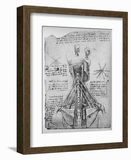 'Study of the Back View of a Skeleton, Showing the Tendons of the Neck', c1480 (1945)-Leonardo Da Vinci-Framed Giclee Print