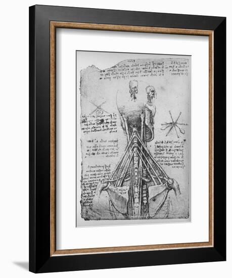 'Study of the Back View of a Skeleton, Showing the Tendons of the Neck', c1480 (1945)-Leonardo Da Vinci-Framed Giclee Print