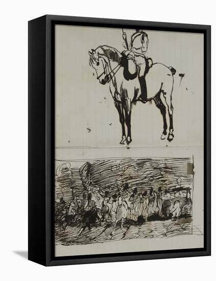 Study of the Battle of Waterloo-Lady Butler-Framed Premier Image Canvas