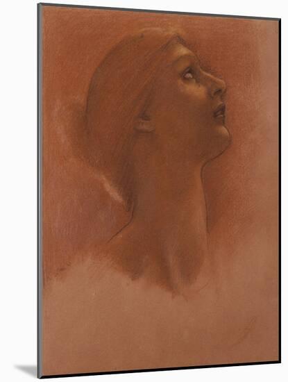 Study of the Head of a Girl Looking Up to the Right, c.1871-Edward Burne-Jones-Mounted Giclee Print