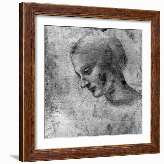 Study of the Head of the Madonna, 15th Century-Leonardo da Vinci-Framed Giclee Print