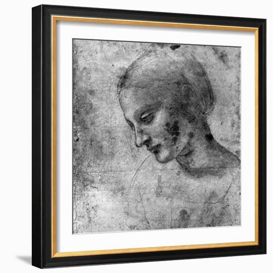 Study of the Head of the Madonna, 15th Century-Leonardo da Vinci-Framed Giclee Print