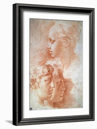 Study of the Heads, C1527-Parmigianino-Framed Giclee Print