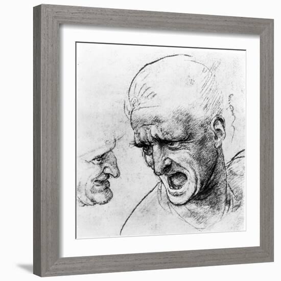 Study of the Heads of Two Soldiers, 1503-4-Leonardo da Vinci-Framed Giclee Print