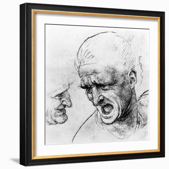 Study of the Heads of Two Soldiers, 1503-4-Leonardo da Vinci-Framed Giclee Print