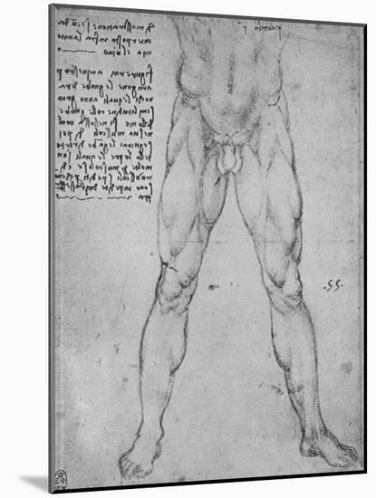 'Study of the Lower Half of a Nude Man Facing to the Front', c1480 (1945)-Leonardo Da Vinci-Mounted Giclee Print