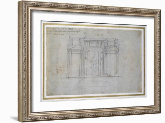 Study of the Upper Level of the Medici Tomb, C.1520-Michelangelo Buonarroti-Framed Giclee Print