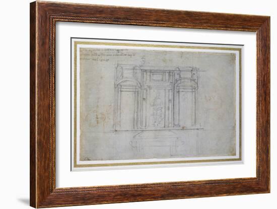 Study of the Upper Level of the Medici Tomb, C.1520-Michelangelo Buonarroti-Framed Giclee Print