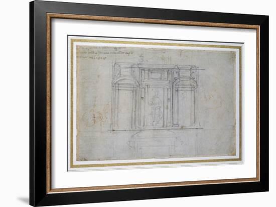 Study of the Upper Level of the Medici Tomb, C.1520-Michelangelo Buonarroti-Framed Giclee Print