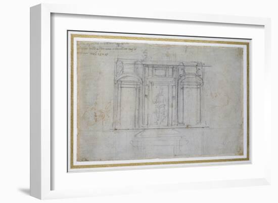 Study of the Upper Level of the Medici Tomb, C.1520-Michelangelo Buonarroti-Framed Giclee Print