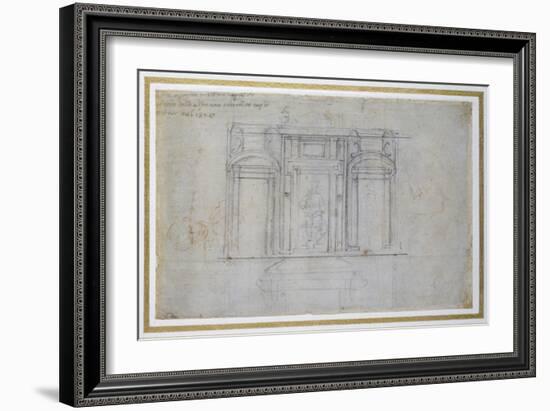 Study of the Upper Level of the Medici Tomb, C.1520-Michelangelo Buonarroti-Framed Giclee Print